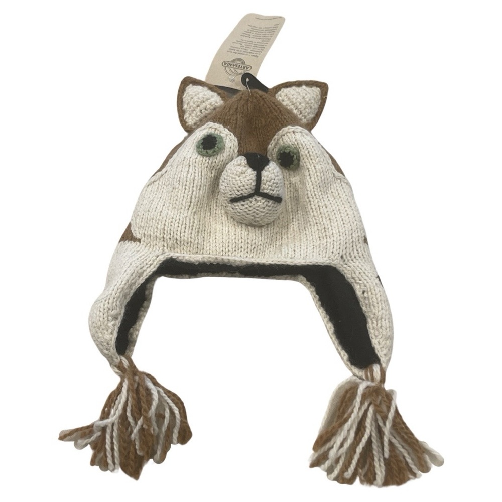 NWT || ARTESANIA || Animal Hat – Fox | Tan, Cream, Green || Kids Small (Toddler)